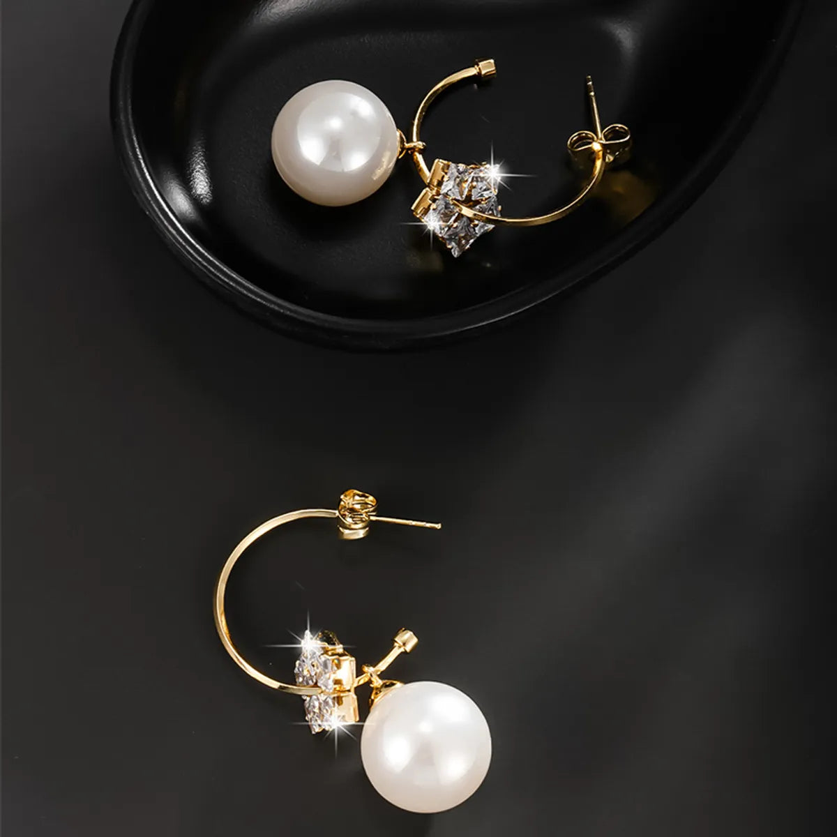 1 Pair Xuping Simple Style Commute Star Plating Inlay Alloy Artificial Gemstones Artificial Pearls 14k Gold Plated Drop Earrings