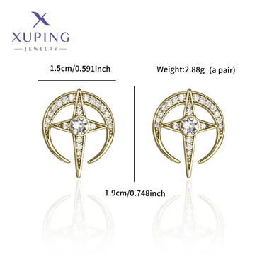 1 Pair XUPING Simple Style Commute Star Plating Inlay Copper Artificial Gemstones 18K Gold Plated Platinum Plated Ear Studs