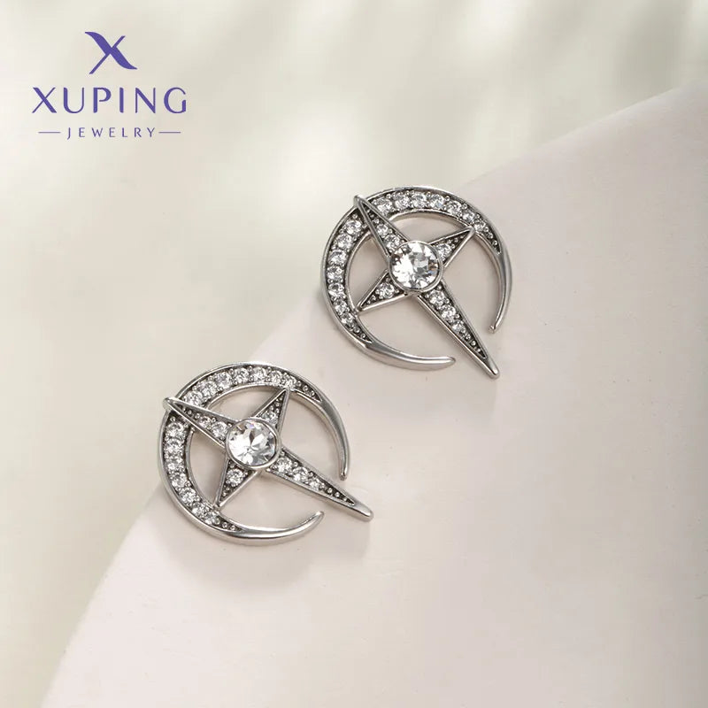 1 Pair XUPING Simple Style Commute Star Plating Inlay Copper Artificial Gemstones 18K Gold Plated Platinum Plated Ear Studs