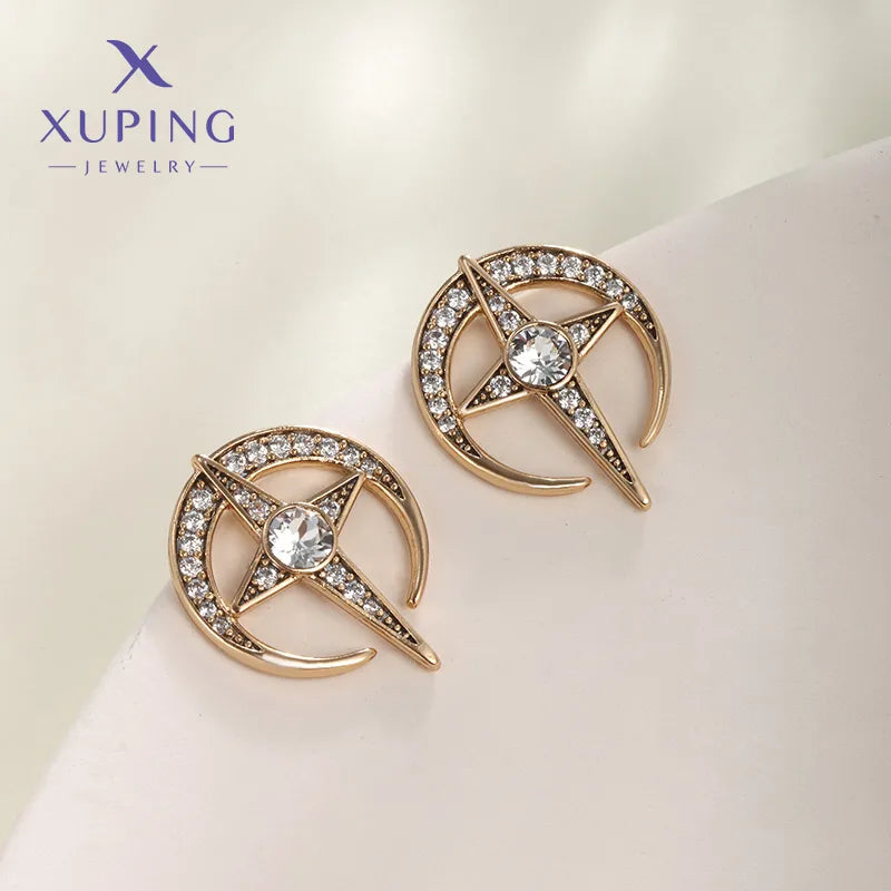 1 Pair XUPING Simple Style Commute Star Plating Inlay Copper Artificial Gemstones 18K Gold Plated Platinum Plated Ear Studs