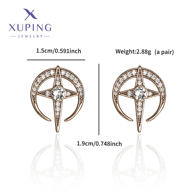 1 Pair XUPING Simple Style Commute Star Plating Inlay Copper Artificial Gemstones 18K Gold Plated Platinum Plated Ear Studs