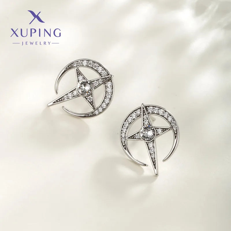 1 Pair XUPING Simple Style Commute Star Plating Inlay Copper Artificial Gemstones 18K Gold Plated Platinum Plated Ear Studs