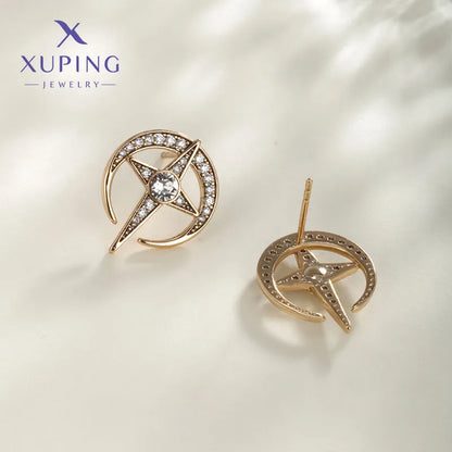 1 Pair XUPING Simple Style Commute Star Plating Inlay Copper Artificial Gemstones 18K Gold Plated Platinum Plated Ear Studs