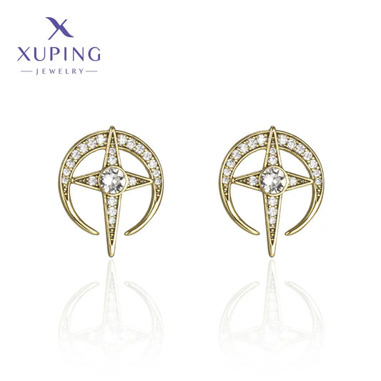 1 Pair XUPING Simple Style Commute Star Plating Inlay Copper Artificial Gemstones 18K Gold Plated Platinum Plated Ear Studs