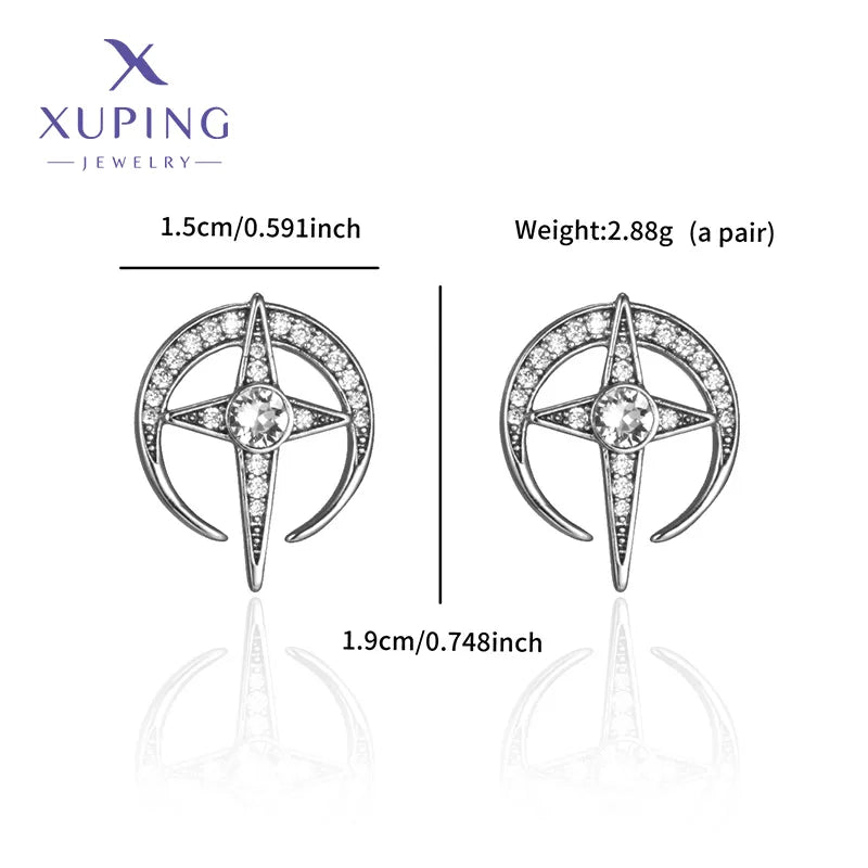 1 Pair XUPING Simple Style Commute Star Plating Inlay Copper Artificial Gemstones 18K Gold Plated Platinum Plated Ear Studs