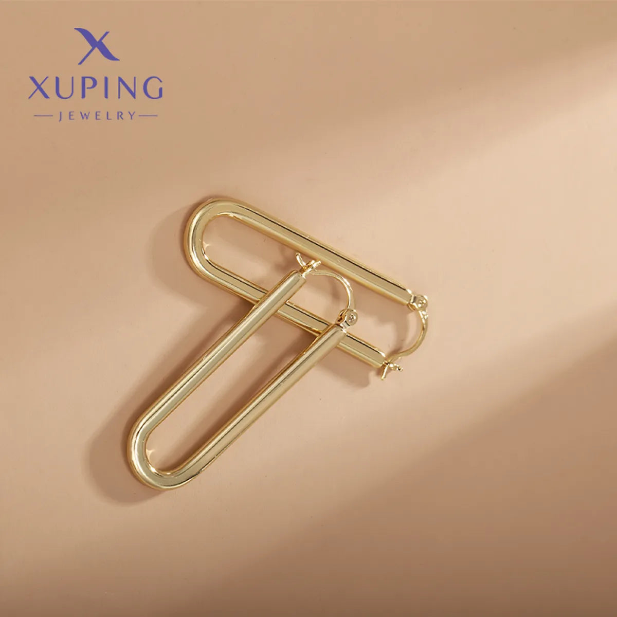 1 Pair Xuping Simple Style Commute U Shape Plating Alloy Copper Alloy 14k Gold Plated Earrings