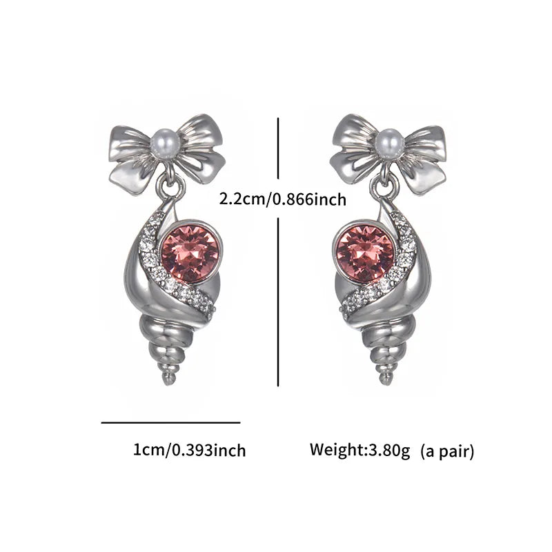 1 Pair XUPING Simple Style Conch Owl Butterfly Inlay Copper Artificial Gemstones Platinum Plated Ear Studs