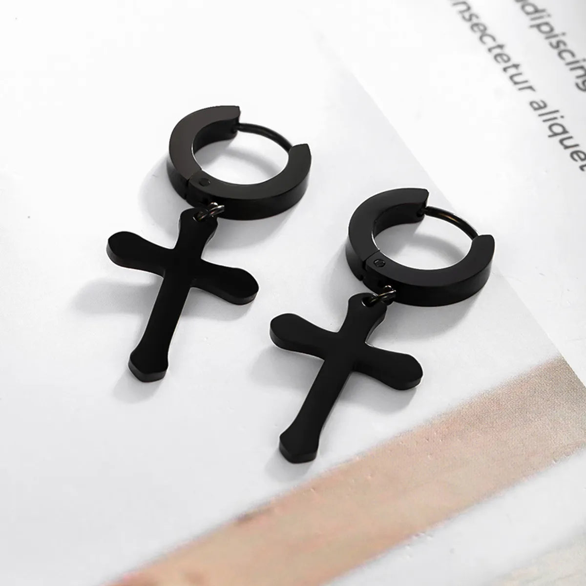 1 Pair Xuping Simple Style Cross Plating Stainless Steel 14k Gold Plated 18k Gold Plated Drop Earrings