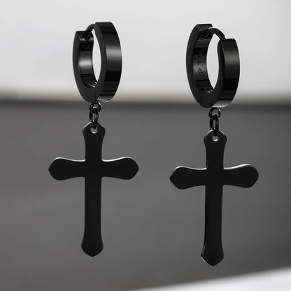 1 Pair Xuping Simple Style Cross Plating Stainless Steel 14k Gold Plated 18k Gold Plated Drop Earrings