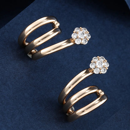 1 Pair Xuping Simple Style Flower Plating Inlay Copper Alloy Artificial Diamond 18k Gold Plated Ear Studs