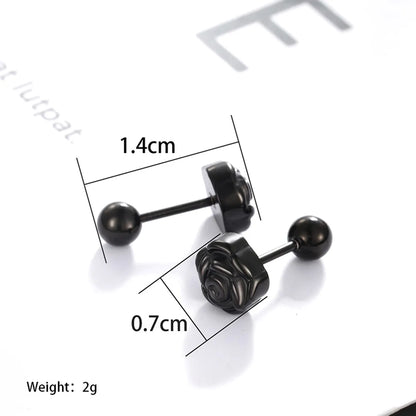 1 Pair XUPING Simple Style Flower Plating 304 Stainless Steel 18K Gold Plated Raw Steel Black Gun Ear Studs