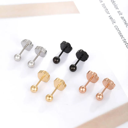 1 Pair XUPING Simple Style Flower Plating 304 Stainless Steel 18K Gold Plated Raw Steel Black Gun Ear Studs