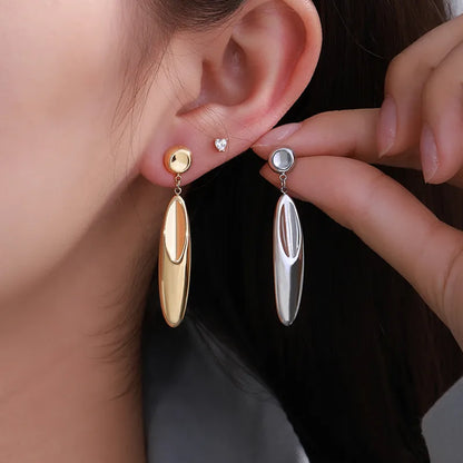 1 Pair XUPING Simple Style Geometric 304 Stainless Steel 18K Gold Plated Drop Earrings