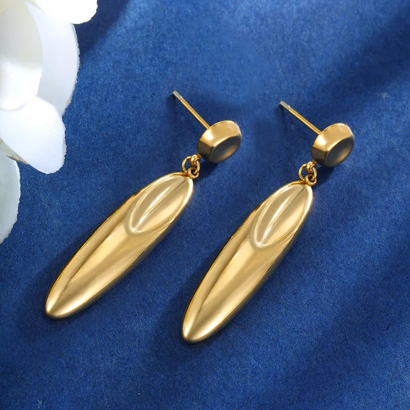 1 Pair XUPING Simple Style Geometric 304 Stainless Steel 18K Gold Plated Drop Earrings