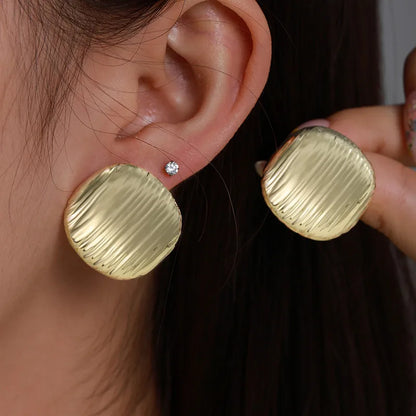 1 Pair XUPING Simple Style Geometric ABS 18K Gold Plated Ear Studs