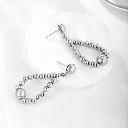 1 Pair Xuping Simple Style Geometric Beaded Plating Copper Alloy White Gold Plated Drop Earrings