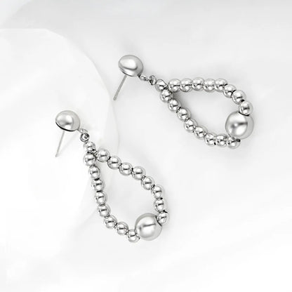 1 Pair Xuping Simple Style Geometric Beaded Plating Copper Alloy White Gold Plated Drop Earrings