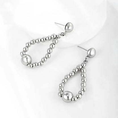 1 Pair Xuping Simple Style Geometric Beaded Plating Copper Alloy White Gold Plated Drop Earrings