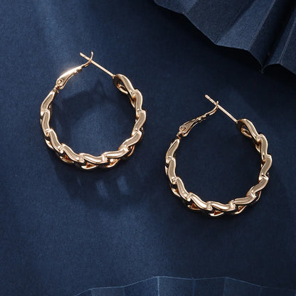 1 Pair Xuping Simple Style Geometric Plating Copper Alloy 18k Gold Plated White Gold Plated Hoop Earrings