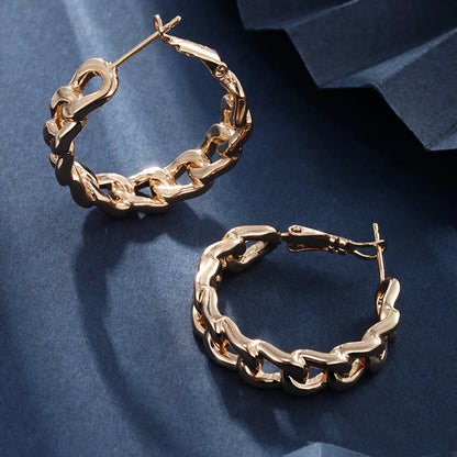 1 Pair Xuping Simple Style Geometric Plating Copper Alloy 18k Gold Plated White Gold Plated Hoop Earrings