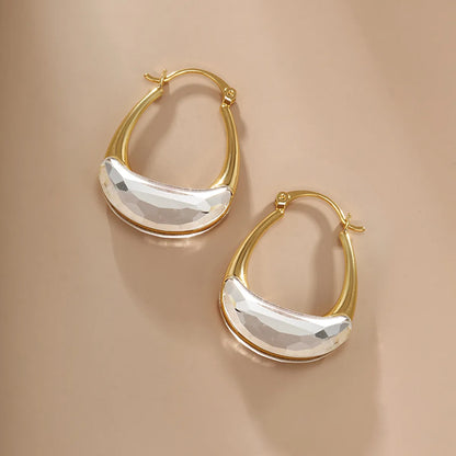 1 Pair Xuping Simple Style Geometric Plating Copper Alloy Artificial Gemstones Hoop Earrings