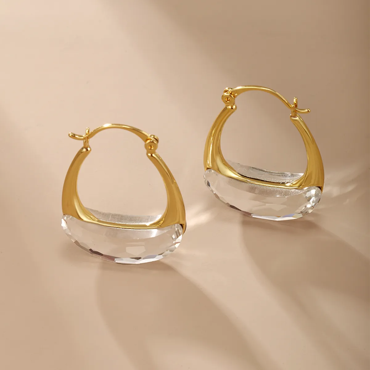 1 Pair Xuping Simple Style Geometric Plating Copper Alloy Artificial Gemstones Hoop Earrings