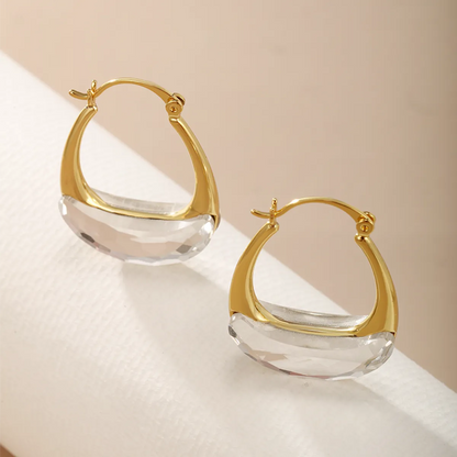 1 Pair Xuping Simple Style Geometric Plating Copper Alloy Artificial Gemstones Hoop Earrings