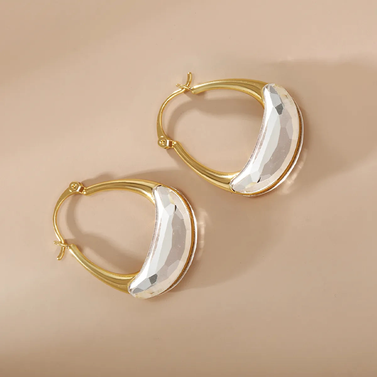 1 Pair Xuping Simple Style Geometric Plating Copper Alloy Artificial Gemstones Hoop Earrings