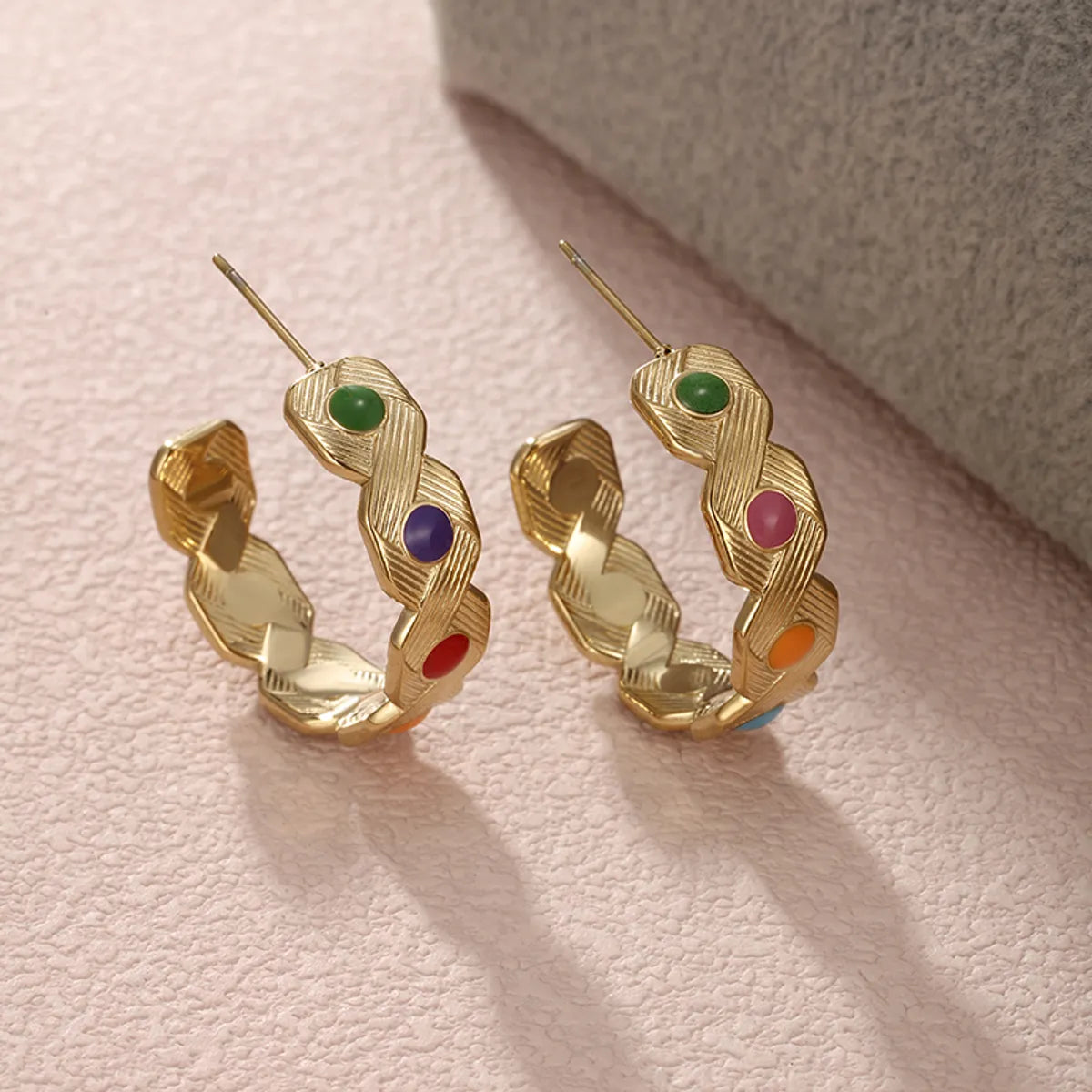 1 Pair XUPING Simple Style Geometric Plating 304 Stainless Steel 18K Gold Plated Ear Studs