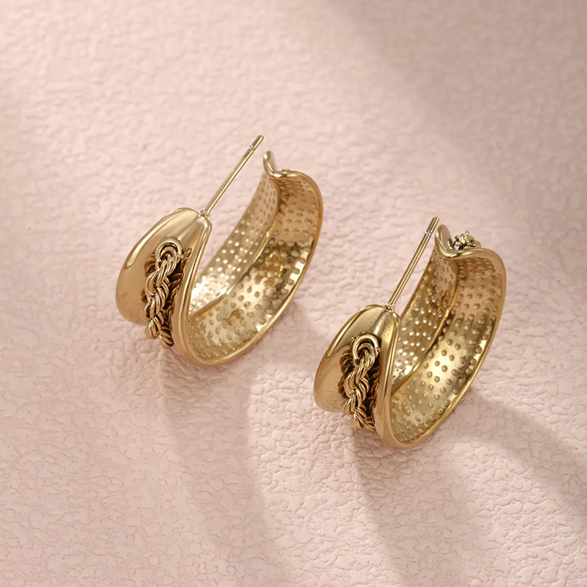 1 Pair XUPING Simple Style Geometric Plating 304 Stainless Steel 18K Gold Plated Ear Studs