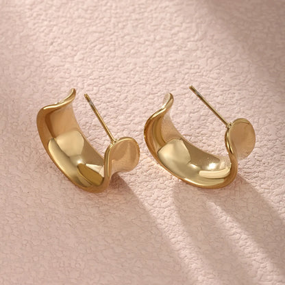 1 Pair XUPING Simple Style Geometric Plating 304 Stainless Steel 18K Gold Plated Ear Studs