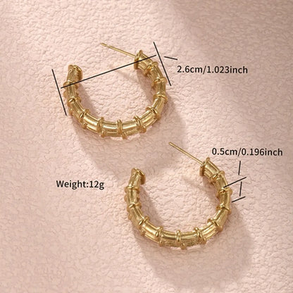 1 Pair XUPING Simple Style Geometric Plating 304 Stainless Steel 18K Gold Plated Ear Studs