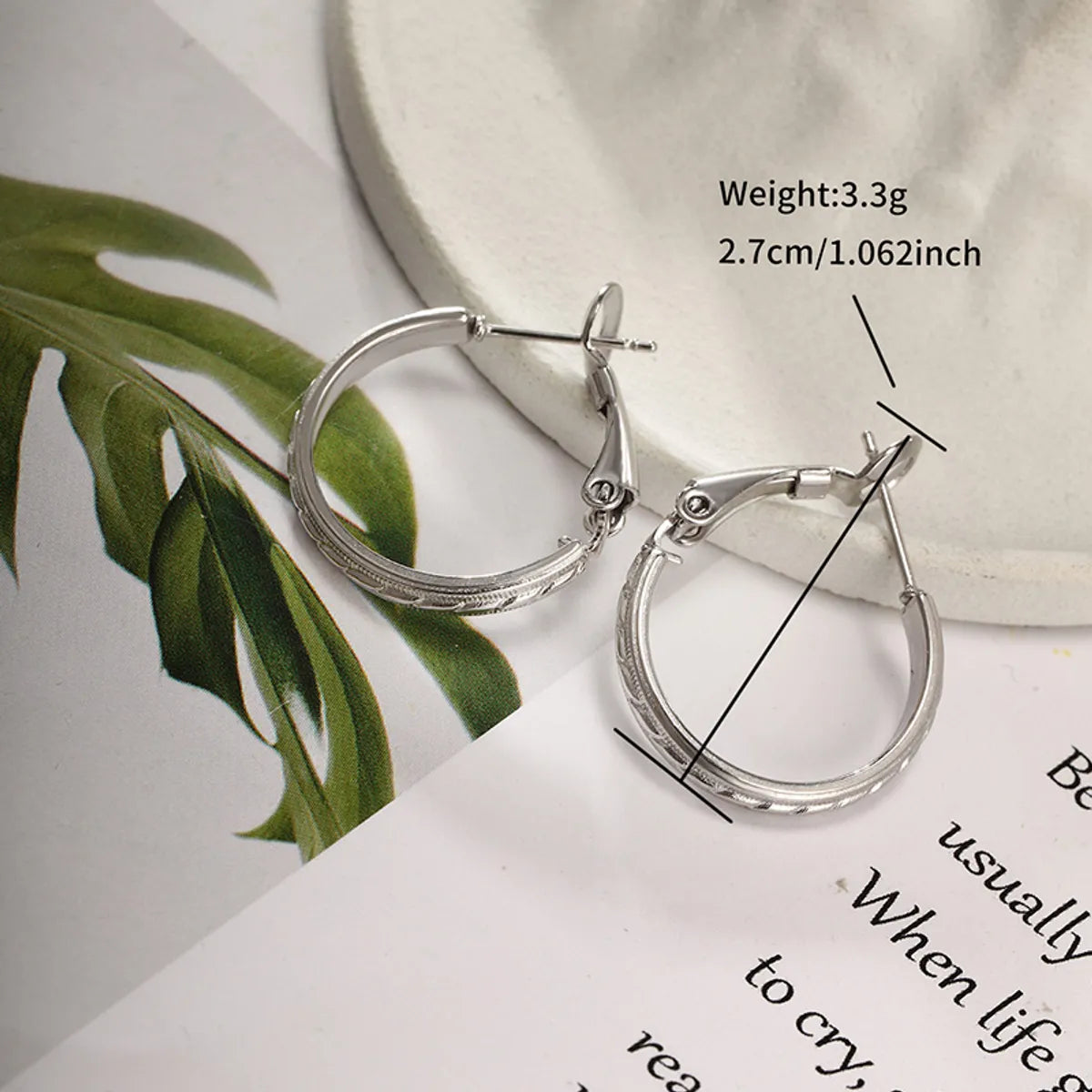 1 Pair XUPING Simple Style Geometric Round Irregular 304 Stainless Steel Hoop Earrings