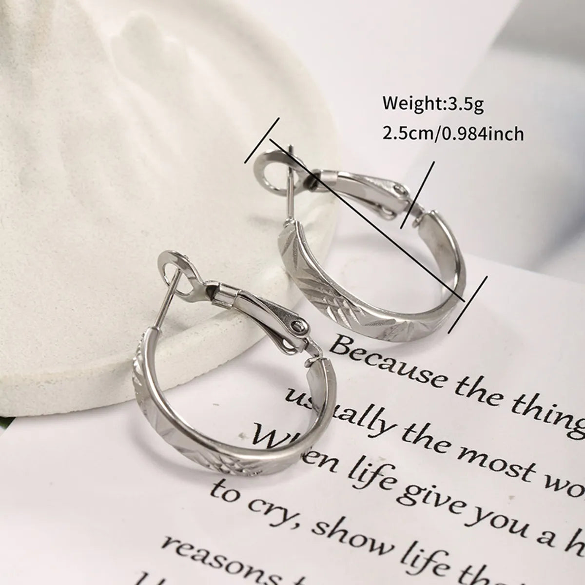 1 Pair XUPING Simple Style Geometric Round Irregular 304 Stainless Steel Hoop Earrings