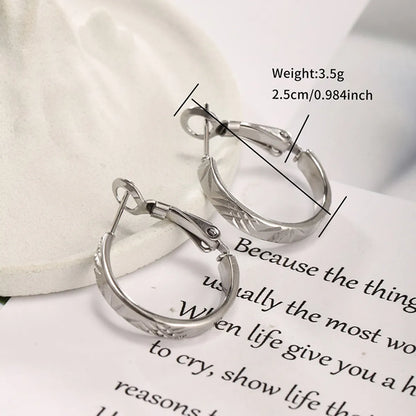 1 Pair XUPING Simple Style Geometric Round Irregular 304 Stainless Steel Hoop Earrings