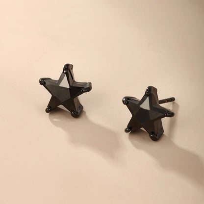 1 Pair Xuping Streetwear Round Star Heart Shape Inlay Copper Alloy Artificial Gemstones Ear Studs