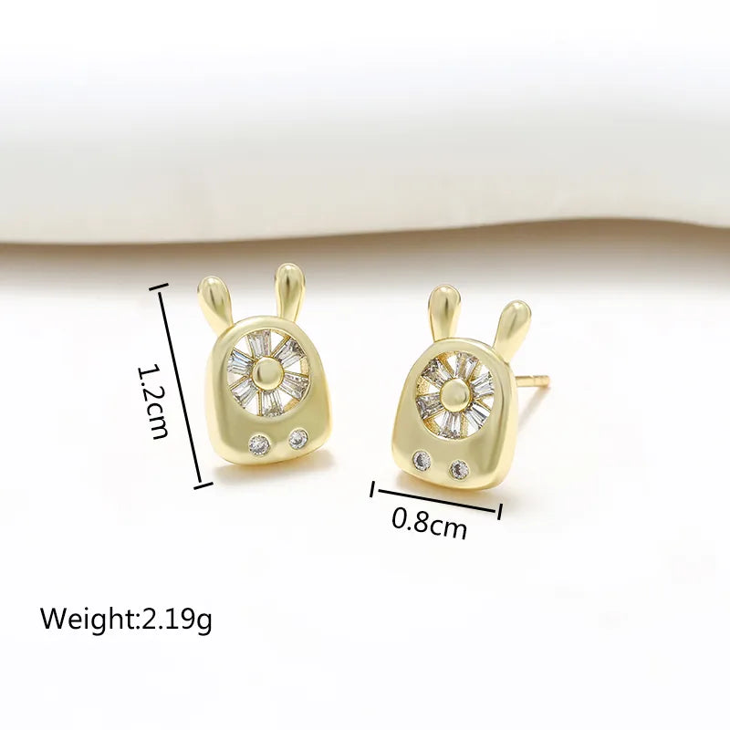 1 Pair XUPING Sweet Geometric Leaves Inlay Copper Artificial Gemstones 18K Gold Plated Ear Studs