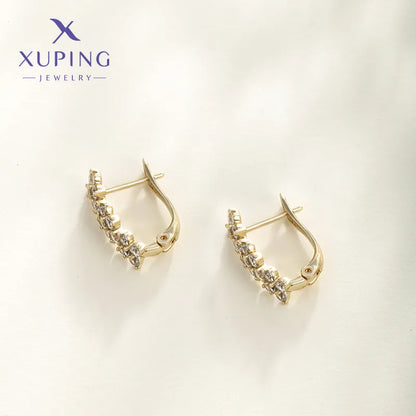 1 Pair XUPING Sweet Simple Style Geometric Plating Copper Artificial Gemstones 18K Gold Plated Earrings