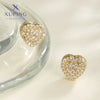 1 Pair XUPING Sweet Simple Style Heart Shape Plating Copper Artificial Gemstones 18K Gold Plated Ear Studs