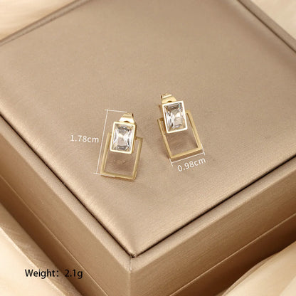 1 Pair Xuping Sweet Simple Style Round Square Heart Shape Plating Inlay Stainless Steel Artificial Gemstones Artificial Pearls 14k Gold Plated Drop Earrings