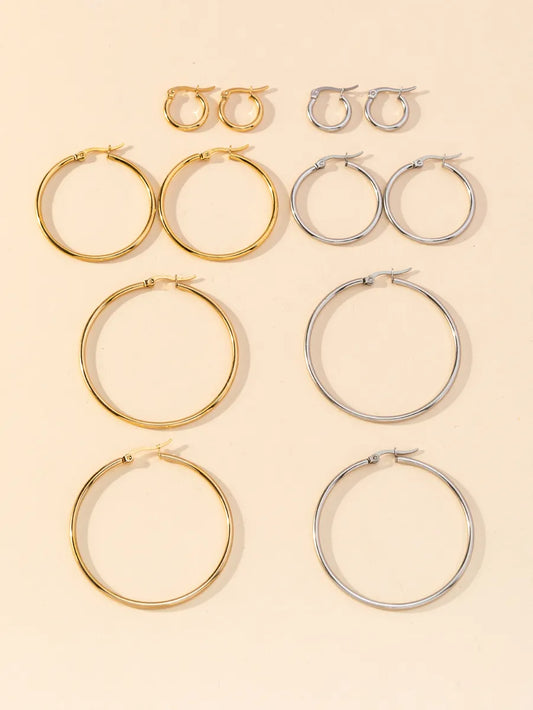 1 Pair Y2K Lady Artistic Solid Color 304 Stainless Steel Gold Plated Hoop Earrings