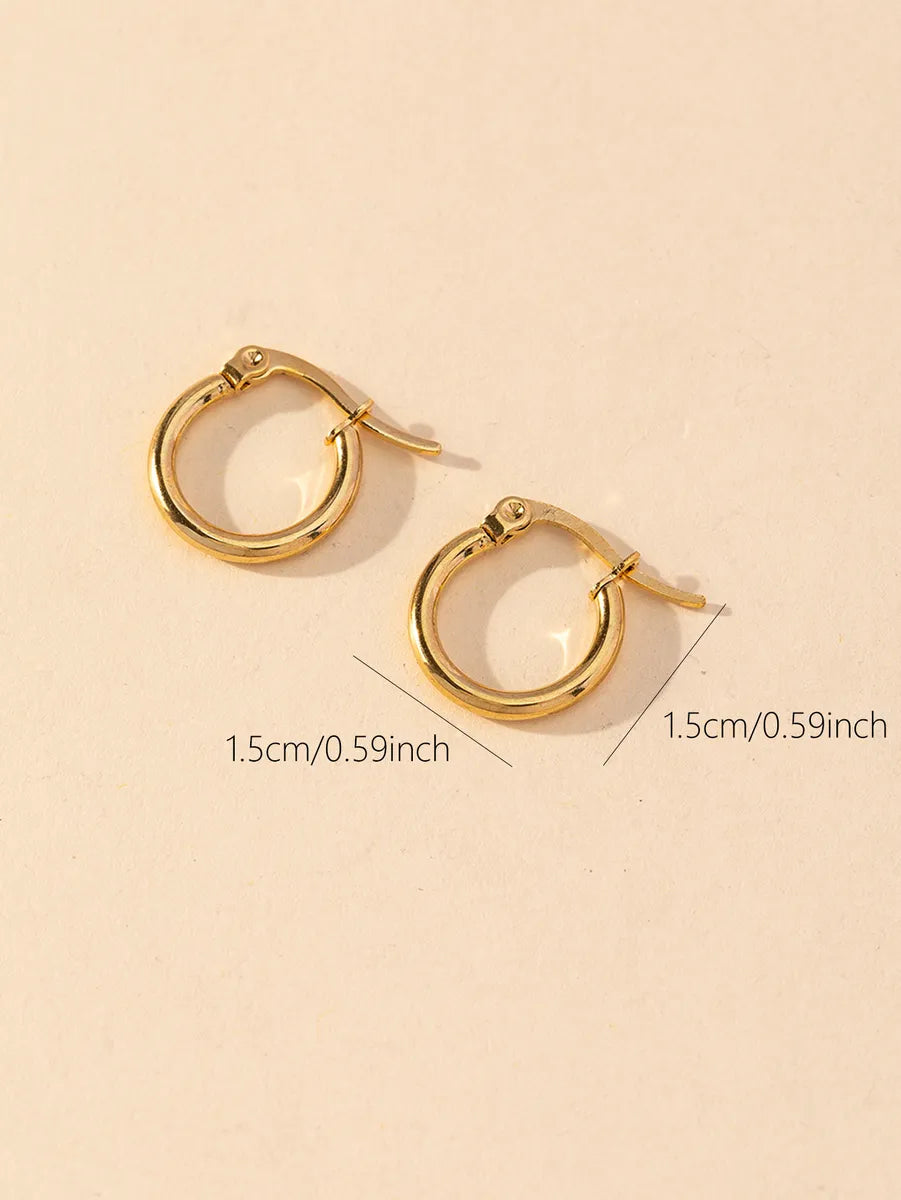 1 Pair Y2K Lady Artistic Solid Color 304 Stainless Steel Gold Plated Hoop Earrings