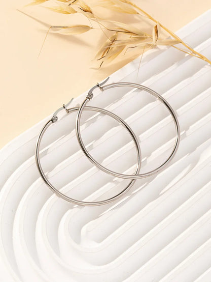 1 Pair Y2K Lady Artistic Solid Color 304 Stainless Steel Gold Plated Hoop Earrings