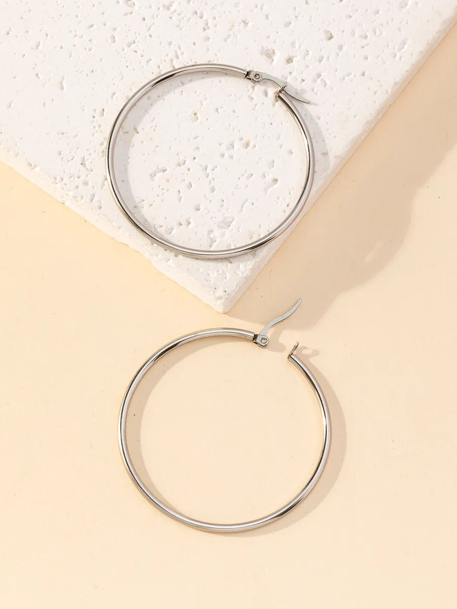 1 Pair Y2K Lady Artistic Solid Color 304 Stainless Steel Gold Plated Hoop Earrings