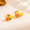 1 Pair Y2K Sweet Devil'S Eye Enamel Copper 18K Gold Plated Ear Studs