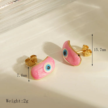 1 Pair Y2K Sweet Devil'S Eye Enamel Copper 18K Gold Plated Ear Studs