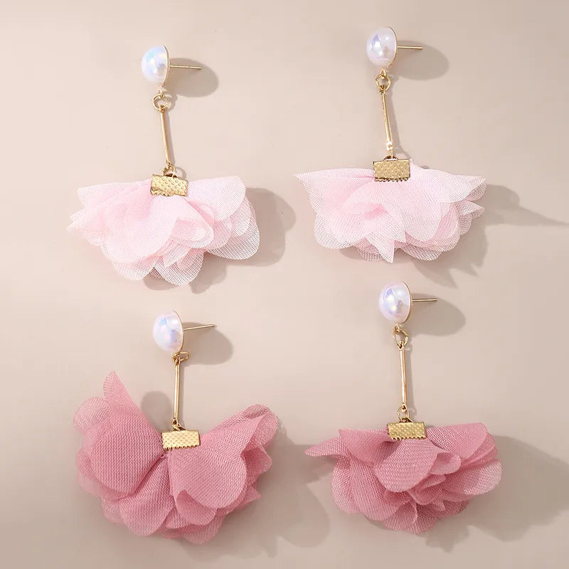 1 Pair Y2K Vacation Sweet Flower Inlay Alloy Plastic Artificial Pearls Drop Earrings