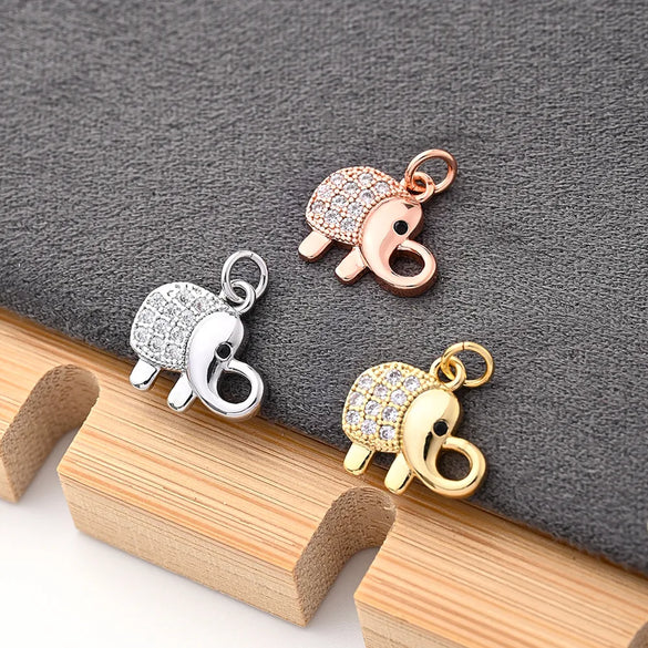 1 Pc/Package 11x12mm Hole 2~2.9mm Copper Zircon Rose Gold Plated White Gold Plated Gold Plated Elephant Polished Pendant