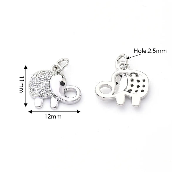 1 Pc/Package 11x12mm Hole 2~2.9mm Copper Zircon Rose Gold Plated White Gold Plated Gold Plated Elephant Polished Pendant