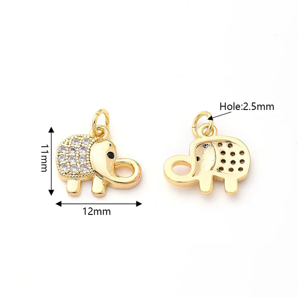 1 Pc/Package 11x12mm Hole 2~2.9mm Copper Zircon Rose Gold Plated White Gold Plated Gold Plated Elephant Polished Pendant